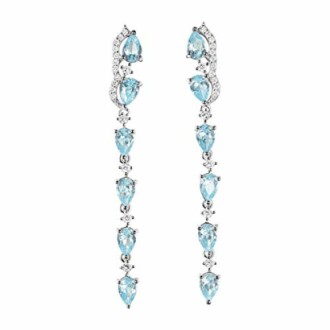 Boucles d'oreilles pendantes avec cristaux bleus élégants.