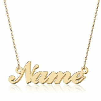Collier en or avec pendentif 'Name'.